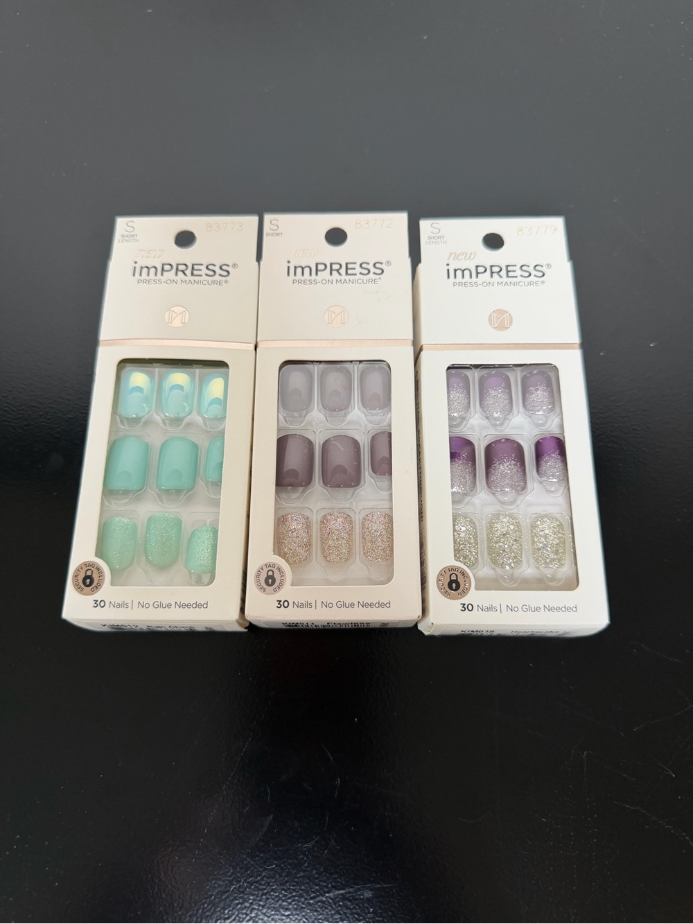 imPRESS Press-On Manicure 3-Pack Variety Set — Mint, Mauve, Purple